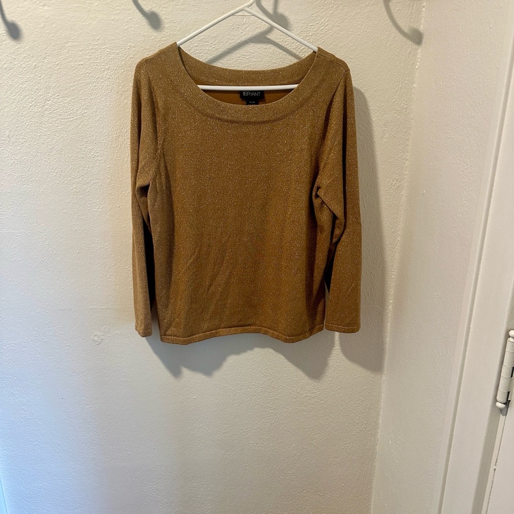 Lane Bryant Tan Sparkly Long Sleeve Top